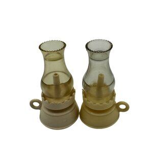 Vintage Miniature Oil Lamp Style Plastic Salt & Pepper Shakers